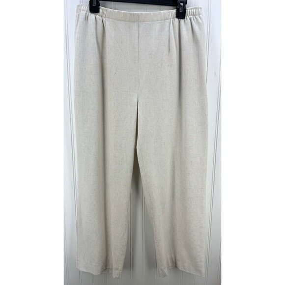 Drapers and Damons Linen Blend Pants Light Beige Elastic Waist Women's Petite L - Picture 1 of 6